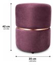 Ver imagem 2 de Kit de Puff Cinta no Meio Rose Gold, Cor Marsala Rose Veludo - Let Móveis