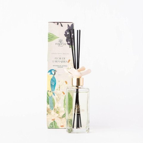 Difusor Orquídea Negra e Flor de Laranjeira com Flor Cerâmica Branco Reserva Brasil 260ml