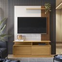 Ver imagem 1 de Estante Home Chicago para Tv até 60 Polegadas 2 Portas Correr Prateleira e Rodízio Tauari/ Off White