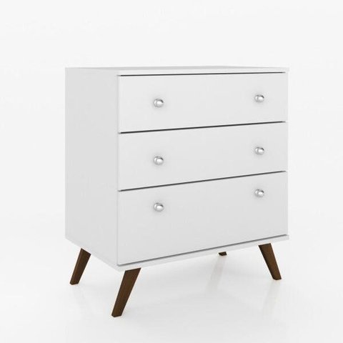 Cômoda Retrô 3 Gavetas RT3018 Espresso Móveis Branco