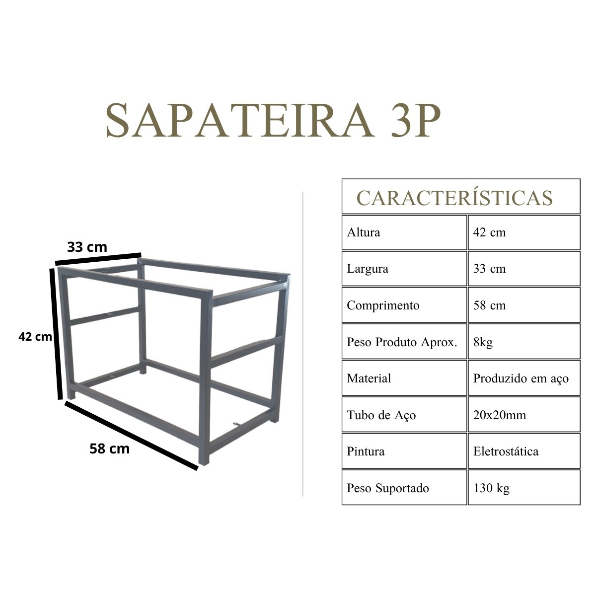 Sapateira Banco 3 Prateleira Industrial Preta Madeira Don Castro Sapateira 3p Imbuia - 2