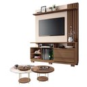 Ver imagem 1 de Estante Home Theater Artheo Castanho Off White com Kit Mesa de Centro Sky Castanho - Hb Móveis