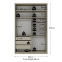 Ver imagem 3 de Guarda-Roupa Closet Solteiro 100% MDF 139cm com 1 Porta Espelho 3 Gavetas Sion Bege/Panna
