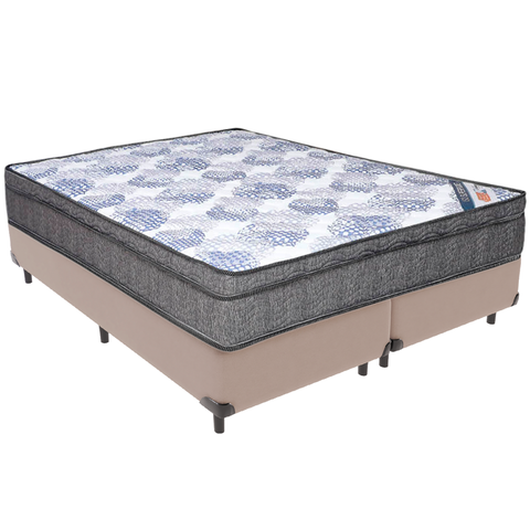 Cama Box Bege e Colchão Iso Superpocket Molas Ensacadas Queen Ortobom