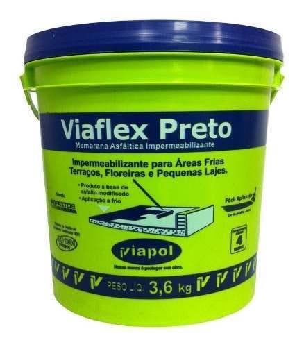 Viaflex Preto Balde 18kg Viapol Vedapren + Broxa Brinde | MadeiraMadeira