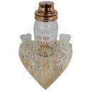 Ver imagem 1 de Kit 6 copos dose, coqueteleira vidro bandeja madeira Heart Urban