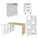 Ver imagem 1 de Conjunto Escritório Home Office 4 Peças Side A06 Branco/carvalho/branco - Mpozenato