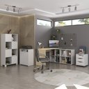Ver imagem 2 de Conjunto Escritório Home Office 4 Peças Side A06 Branco/carvalho/branco - Mpozenato