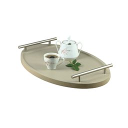 Bandeja Cantinho Café Decorativa da Manhã Escritório 46x26:champanhe/aço Escovado - 2