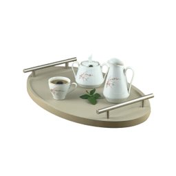 Bandeja Cantinho Café Decorativa da Manhã Escritório 46x26:champanhe/aço Escovado - 3