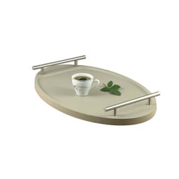 Bandeja Cantinho Café Decorativa da Manhã Escritório 46x26:champanhe/aço Escovado - 6