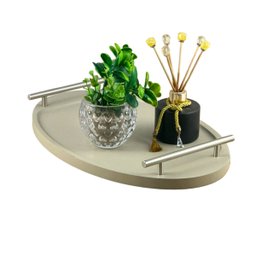 Bandeja Cantinho Café Decorativa da Manhã Escritório 46x26:champanhe/aço Escovado - 1