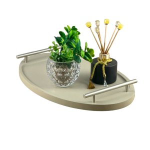 Bandeja Cantinho Café Decorativa da Manhã Escritório 46x26:champanhe/aço Escovado