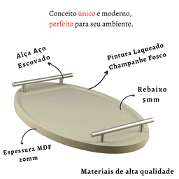 Bandeja Cantinho Café Decorativa da Manhã Escritório 46x26:champanhe/aço Escovado - 7