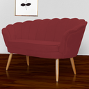 Ver imagem 2 de Namoradeira Decorativa Estofada Para Salão de Beleza Pétala Suede Vermelho Bordo - LM DECOR