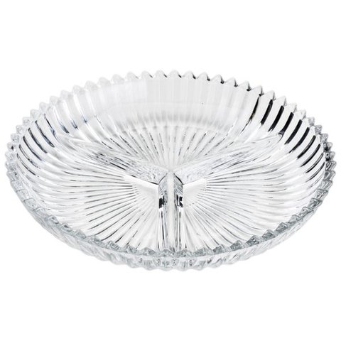 Petisqueira 3 divisórias cristal Charmy 22x3,5cm Lyor