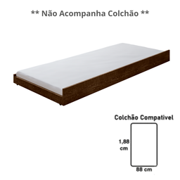 Cama Auxiliar Solteiro Mdf e Estrado em Madeira com Rodízios:malbec - 4