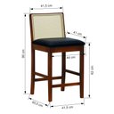 Ver imagem 3 de Banqueta Média com Telinha Pérola Madeira Maciça e Assento Estofado c/ 62cm Altura - Amêndoa Corano