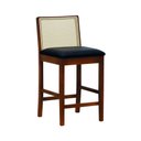 Ver imagem 1 de Banqueta Média com Telinha Pérola Madeira Maciça e Assento Estofado c/ 62cm Altura - Amêndoa Corano