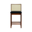 Ver imagem 5 de Banqueta Média com Telinha Pérola Madeira Maciça e Assento Estofado c/ 62cm Altura - Amêndoa Corano