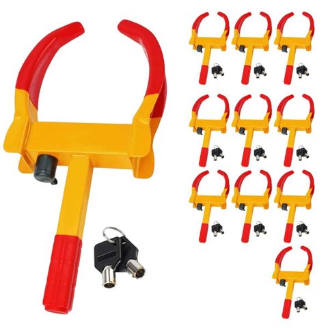 Trava de Pneu Universal Kit 10 Uni Bloqueador de Roda Carro Moto Anti Furto Roubo Segurança Reboque 