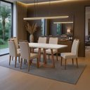 Ver imagem 2 de Mesa de Jantar Benedicta com 6 Cadeiras Paris Bege 180cm