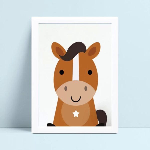 Quadro Infantil Filhote Cavalo Marrom