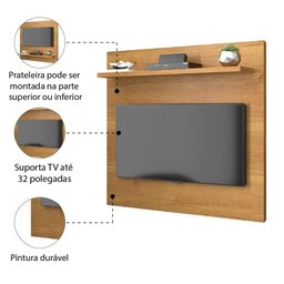 Painel para Tv de até 32 Polegadas com Prateleira Yan Cinamomo Patrimar - 4 Painel para Tv de até 32 Polegadas com Prateleira Yan Cinamomo Patrimar - 4