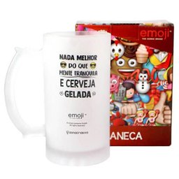 Caneca Chopp Reta Fosca Emoji Cerveja Gelada 450ml - 1