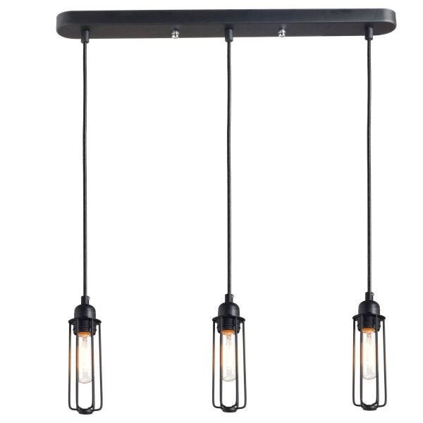 Luminária Pendente Aramado Tubi Trio Linear Preto Ref: Lt-167-l - Luxtek