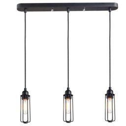 Luminária Pendente Aramado Tubi Trio Linear Preto Ref: Lt-167-l - Luxtek - 1