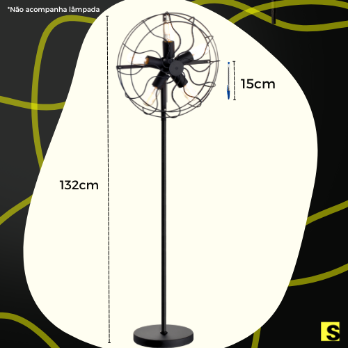 Luminária de Chão Vintage Retrô Preto Ref: Lt-271-ch - Luxtek - 5