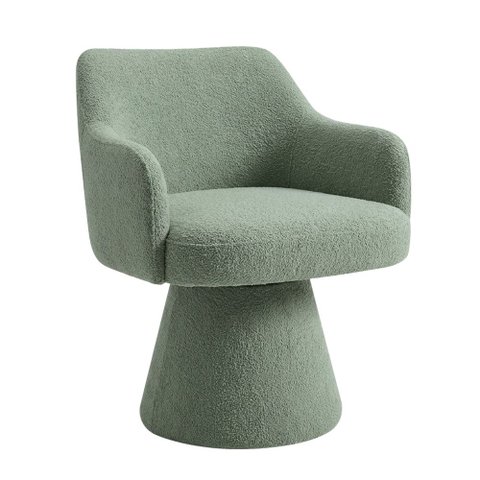 Cadeira de Jantar e Estar Living Jade Giratória Bouclé Verde Claro - Nexta Casa