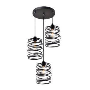 Luminária Pendente Aramado Trio Preto Ref: Lt-357-3 - Luxtek