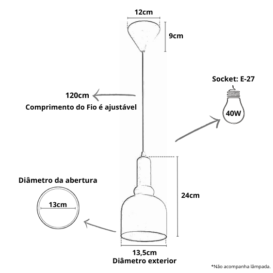 Luminária Pendente Vidro Branco Fosco Ref: Lt-222-a - Luxtek - 4