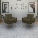 Ver imagem 2 de Kit 2 Poltrona Decorativa Sala de Estar Escritório Quarto Prime: Marrom