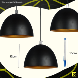 Luminária Pendente Trio Alumínio Preto Fosco Ref: Lt-731-3 - Luxtek - 4