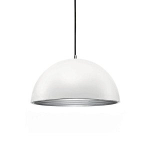 Luminária Pendente Alumínio Branco Fosco Interior Prateado Ref: Lt-731g-pt - Luxtek