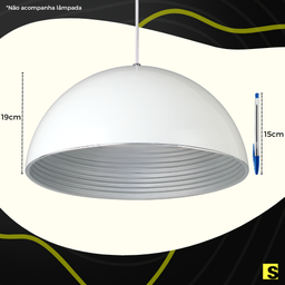 Luminária Pendente Alumínio Branco Fosco Interior Prateado Ref: Lt-731g-pt - Luxtek - 6