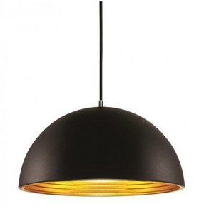 Luminária Pendente Alumínio Preto Fosco Interior Dourado Ref: Lt-731g-br - Luxtek