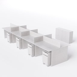 Estação de Trabalho 8 Lugares com Gaveteiro 2 Gav 4,80x1,20 e 2 Armários Cor:branco - 1