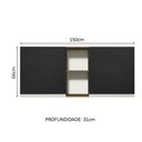 Ver imagem 3 de Armário de Cozinha Aéreo 150 cm 2 Portas e 2 Nichos Rustic/Preto Glamy Madesa