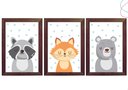 Ver imagem 3 de Kit 3 Quadros Decorativos Animais do Bosque Escandinavos:pinus