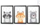 Ver imagem 2 de Kit 3 Quadros Decorativos Animais do Bosque Escandinavos:pinus