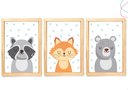 Ver imagem 1 de Kit 3 Quadros Decorativos Animais do Bosque Escandinavos:pinus