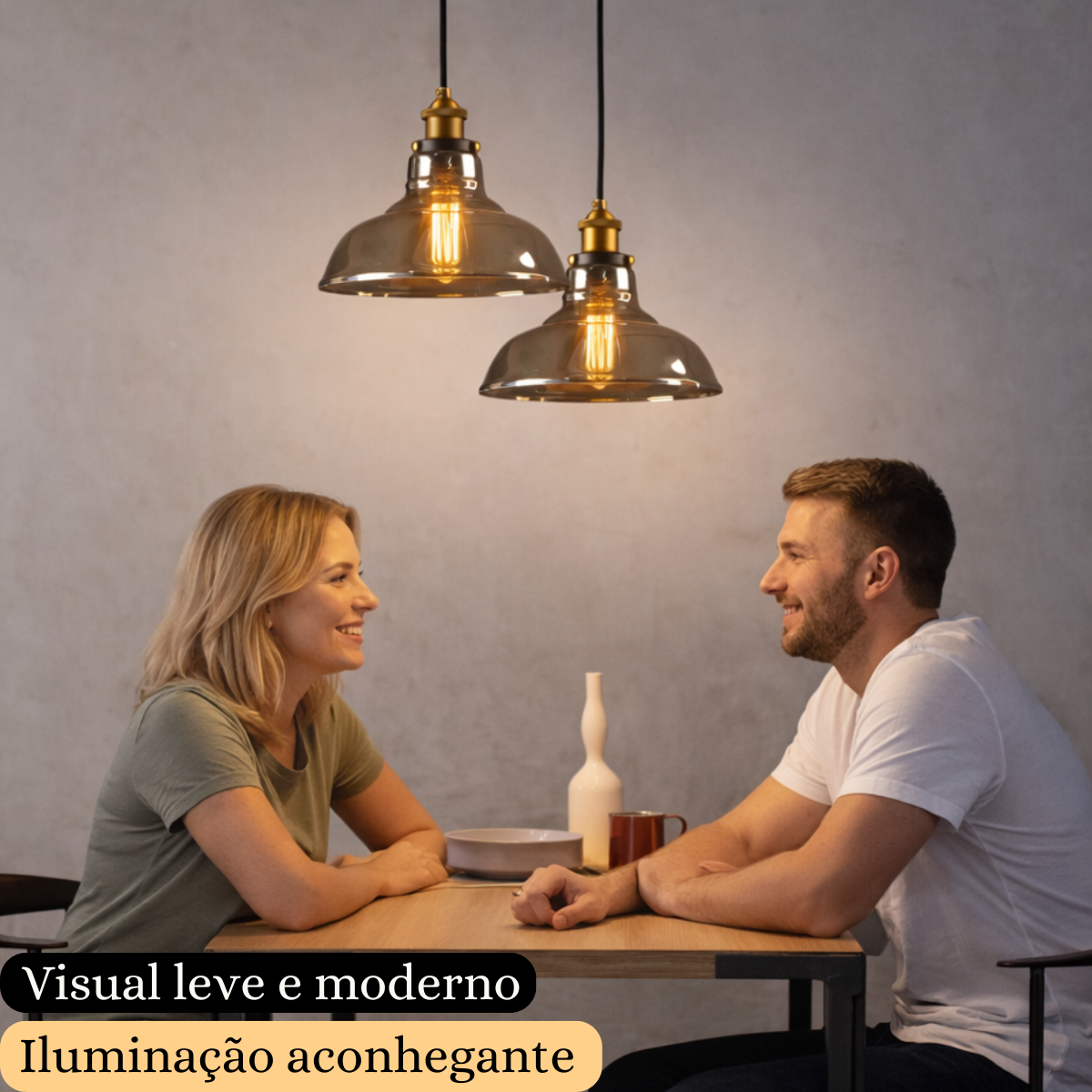 Ver imagem 2 de Luminária Lustre Pendente Teto 28x23cm Vidro Fumê Industrial Retrô Vintage E27 Gimpo Kjdde-237-anth