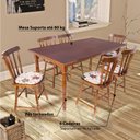Ver imagem 3 de Mesa de Jantar com 6 Cadeiras em Madeira Torneada - Imbuia