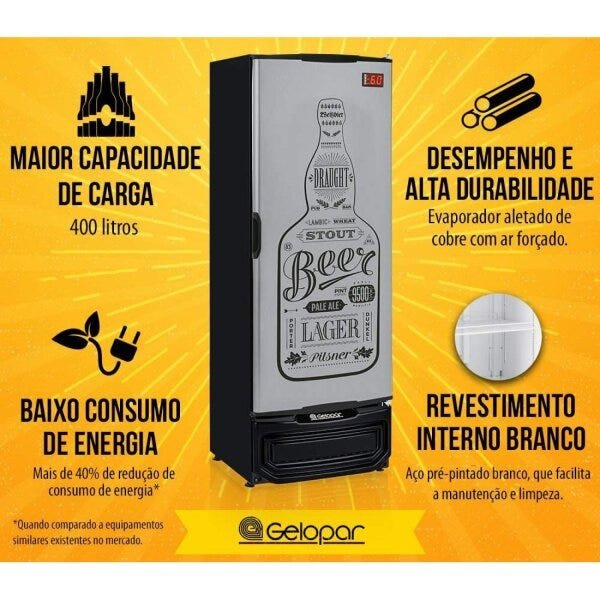 Refrigerador Vertical Cervejeira 410L Porta Cega 220V Tipo Inox Gelopar - 3