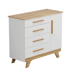 Cômoda Infantil Retrô Peroba Mdf Branco Amêndoa 1 Porta Lisa - 1