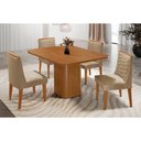 Ver imagem 4 de Conjunto: Mesa de Cozinha Maldivas Tampo Curvo 90cm+4 Cadeiras Maldivas Madeira Naturale - Capuccino